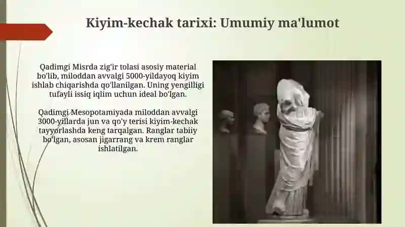 Kiyim-kechak tarixi haqida umumiy ma'lumot 3