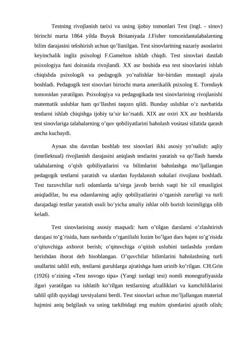 Testologiya va pedagogik o'lchovlar nazariyasi 3
