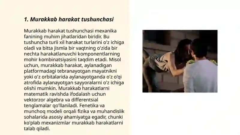 Nuqtaning murakkab, nisbiy va ko‘chirma harakati. Tezliklarni qo‘shish 3