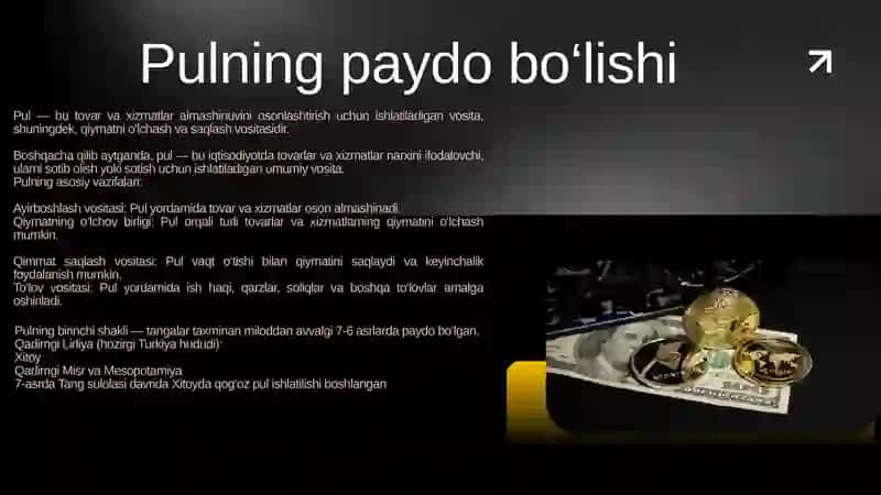 iqtisodiy tizimda pulning zaruriyati va turlari 3