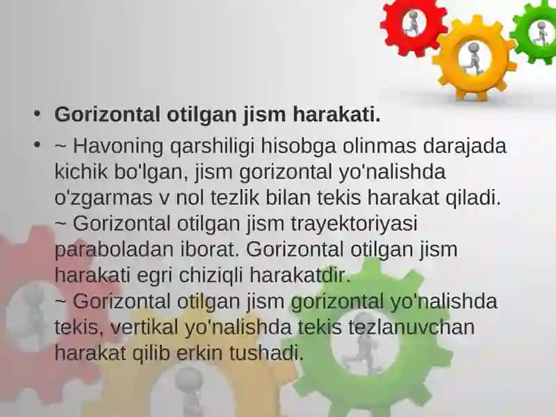 Gorizontal otilgan jism harakati 3