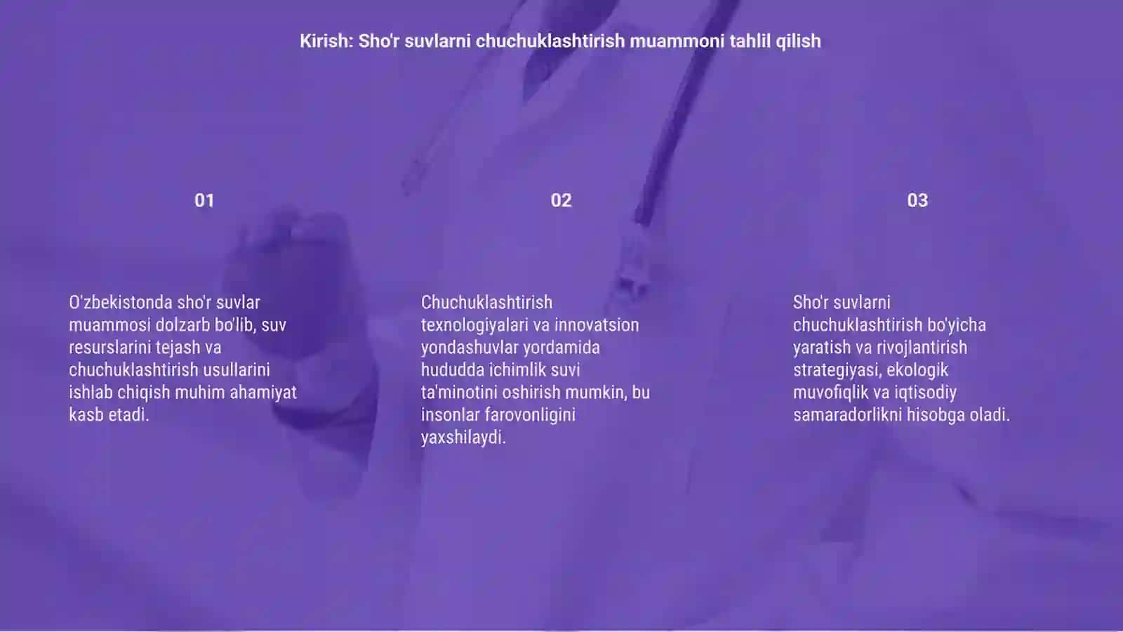 O'zbekistonda sho'r suvlarni chuchuklashtirish g'oyasini yaratish 3