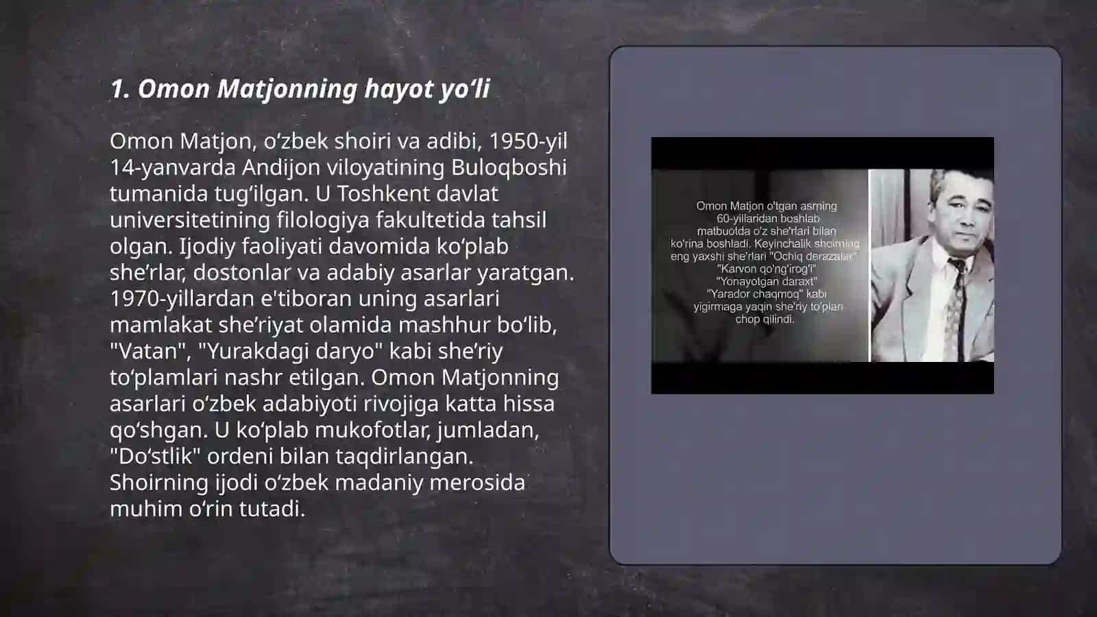 Omon Matjon hayoti va ijodi 3