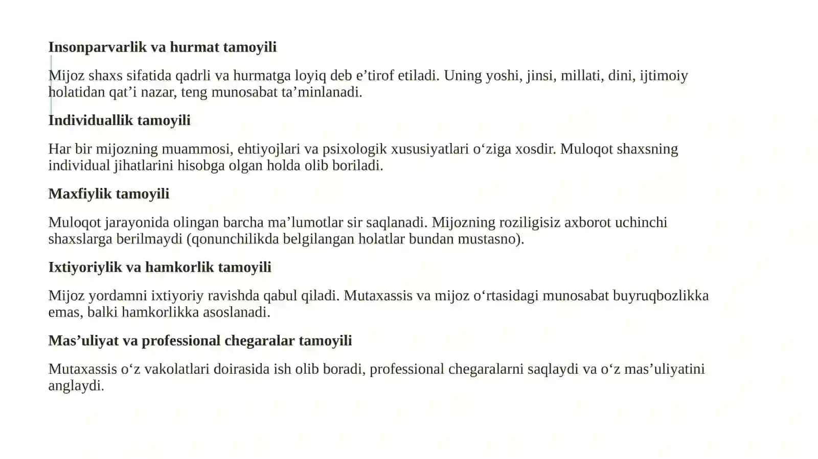Uyda ijtimoiy yordam ko'rsatishning axloqiy va kommunikativ xususiyatlari. Keksalar va nogironligi bor shaxslar uchun ijtimoiy va maishiy xizmatlar 3