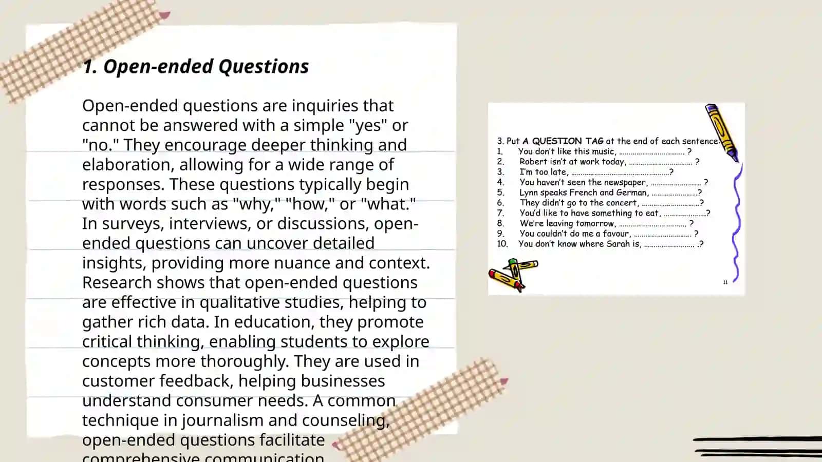 Types of questions 3