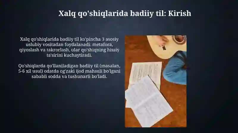 Xalq qo'shiqlarida badiiy til: Kirish 3