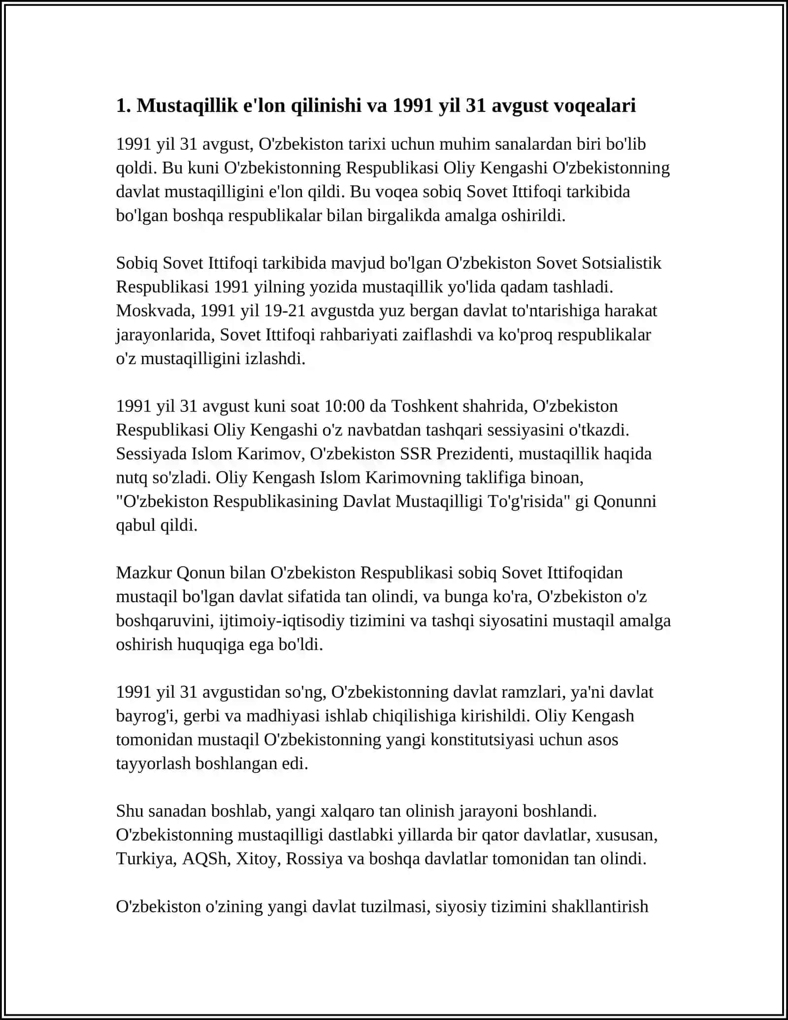 O'ZBEKISTON RESPUBLIKASI MUSTAQILLIGI 3