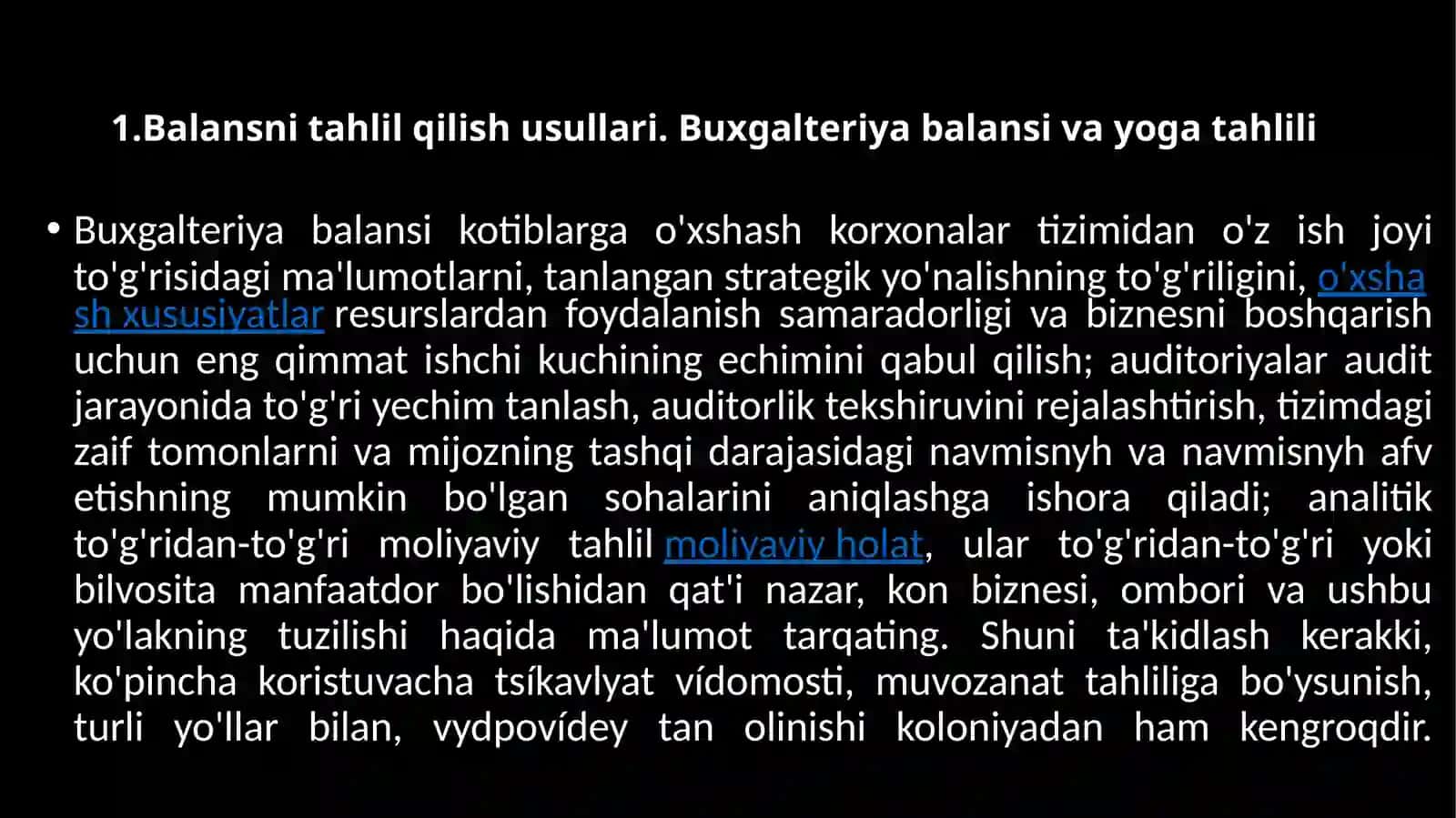 Buxgalteriya balansi ko’rsatkichlari va moliyaviy holat tahlili 3