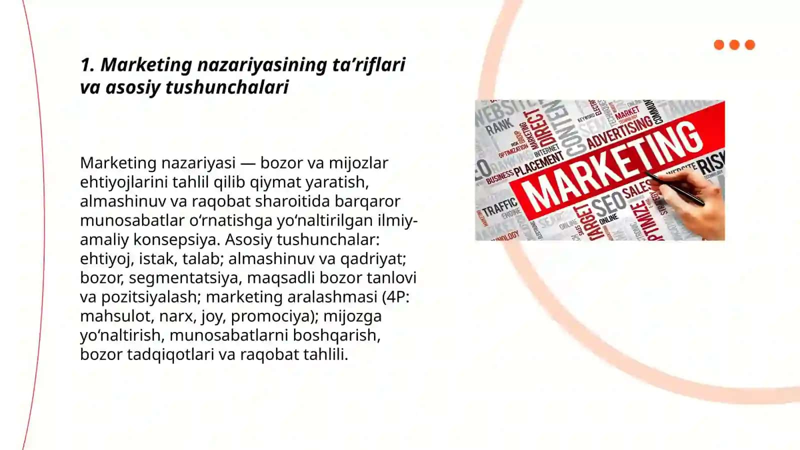 marketing nazariyasi tushunchasi va uning evolyutsiyasi 3