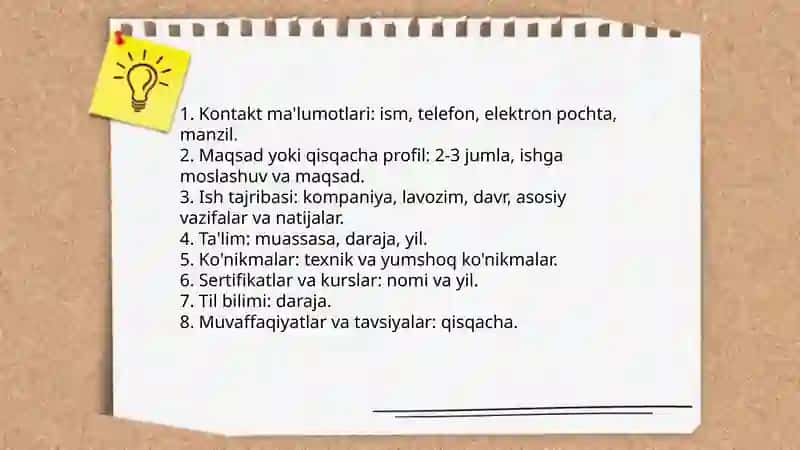 Taʼsirchan rezyume va boshqa shaxsiy maʼlumotlarni tuzish 3