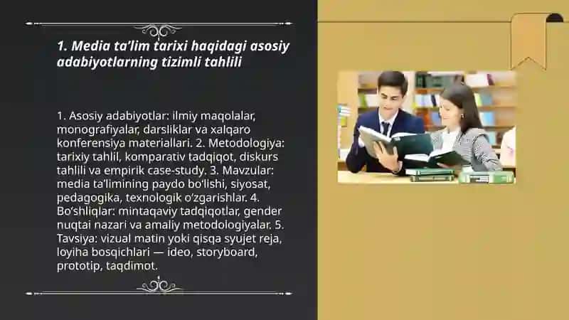 Media taʼlim tarixi predmeti va tushunchasi haqidagi adabiyotlar tahlili 3