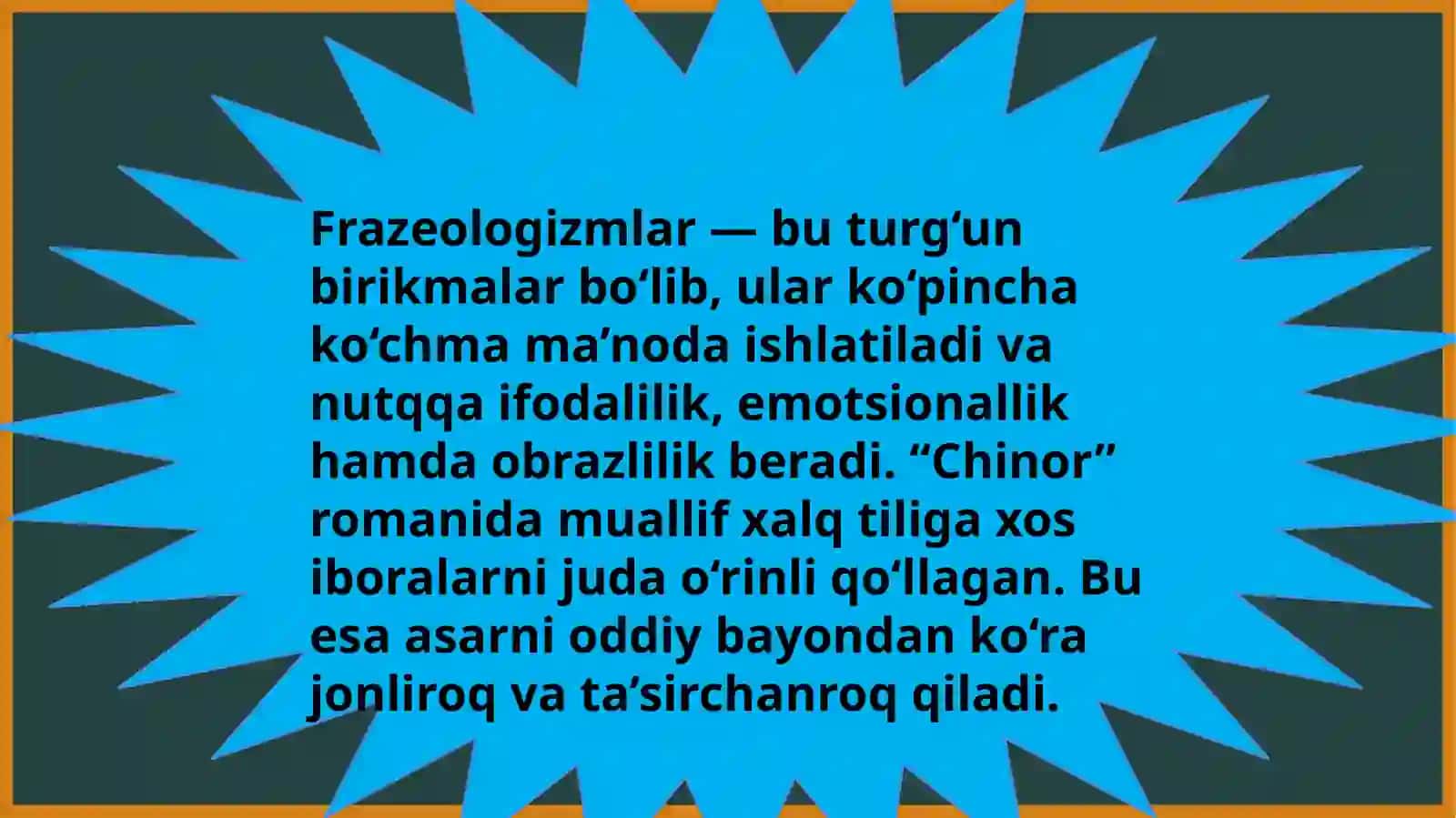 Chinor romanida qo'llanilgan frazeologizmlar 3