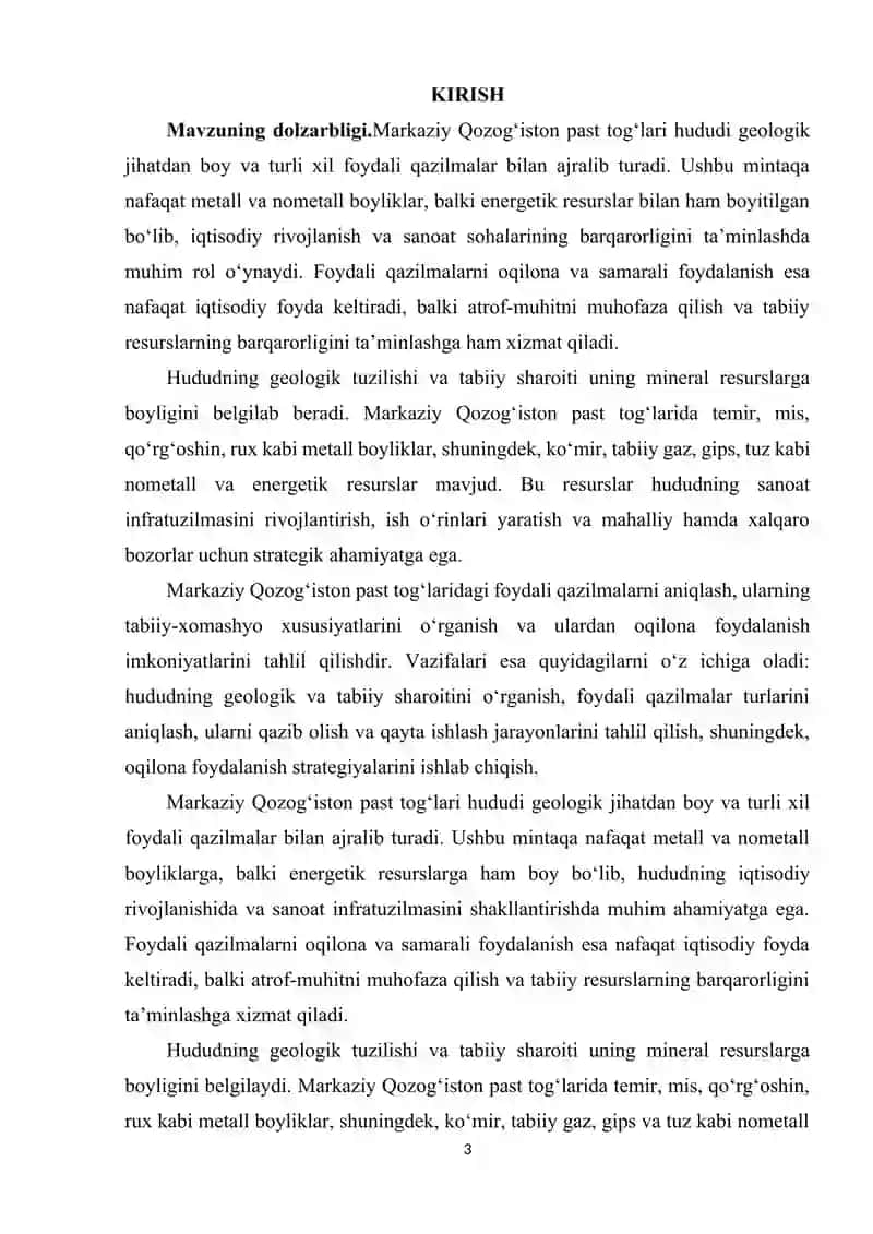 MARKAZIY QOZOG'ISTON PAST TOG'LARINING FOYDALI QAZILMALARI VA ULARDAN OQILONA FOYDALANISH 3