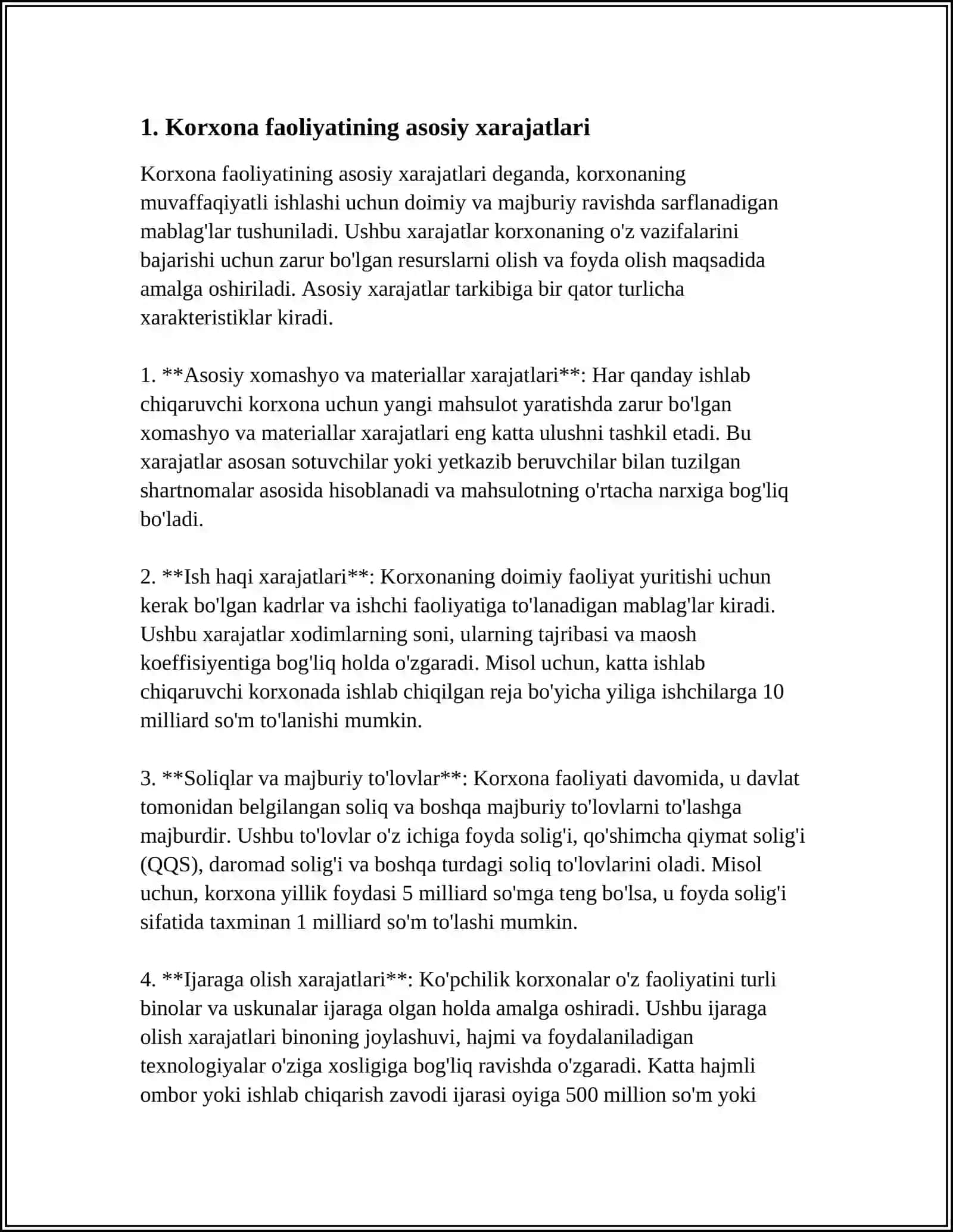 Korxona (Firma) va Xarajatlari 3