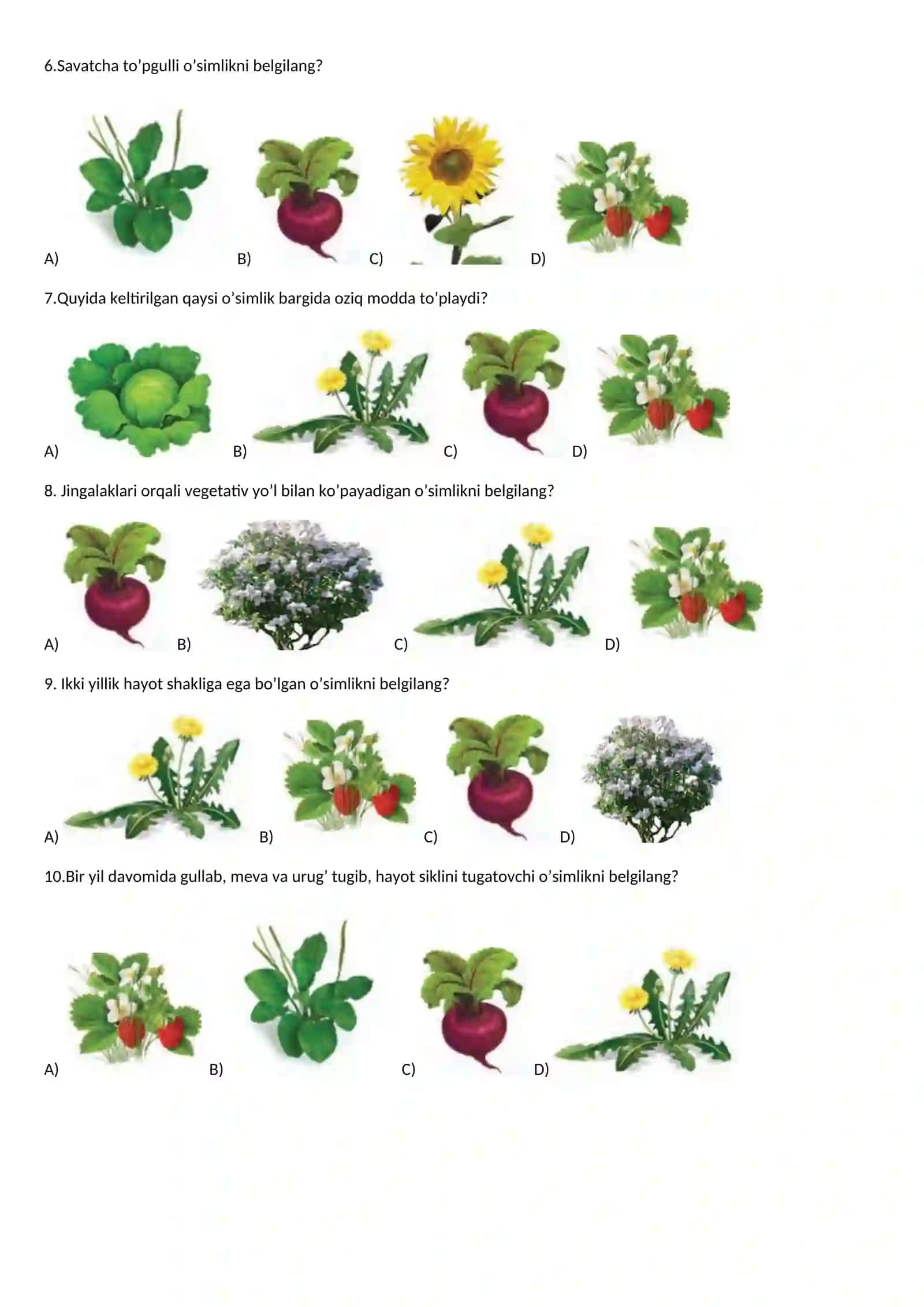 Biologiya Fanidan Savolli Pisga Testlar 3
