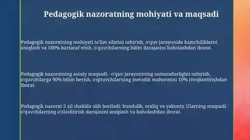 Pedagogik nazorat 3