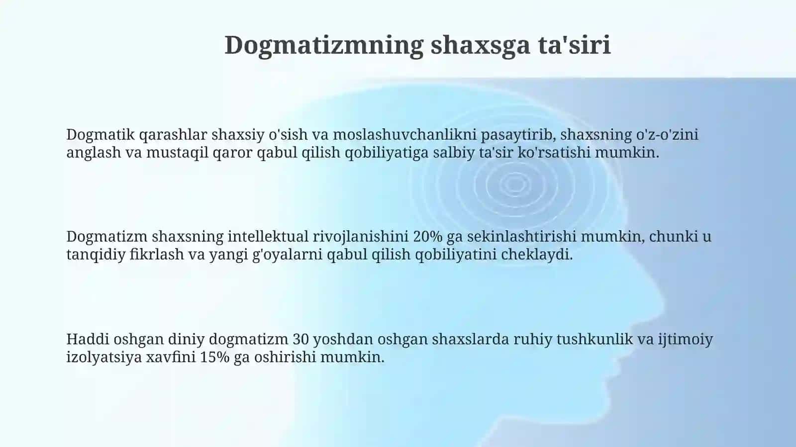 Diniyaqidaparastlik,uningkelibchiqishivajamiyattaraqqiyotidagisalbiyta'siri 3