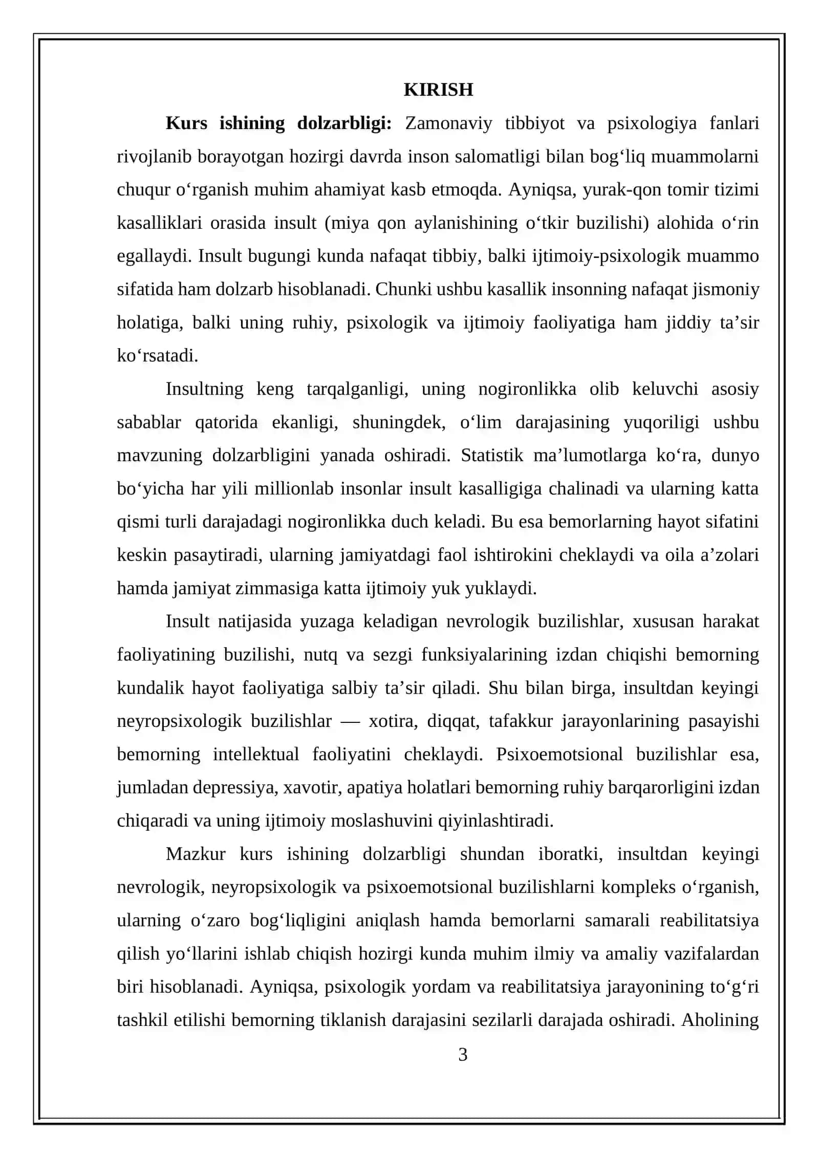 INSULT HAQIDA TUSHUNCHA. INSULTDA NEVROLOGIK, NEYROPSIXOLOGIK VA PSIXOEMOTSIONAL BUZILISHLAR 3