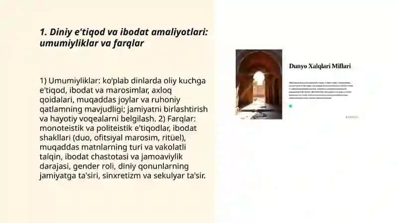 Diniy e'tiqod va ibodat amaliyotlari 3