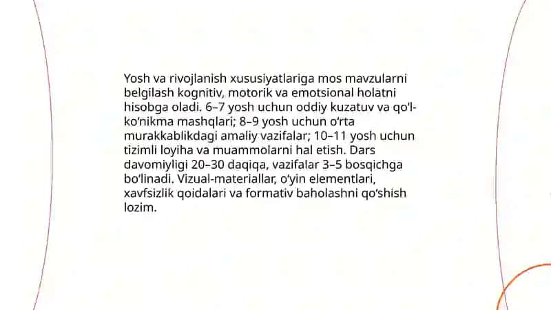 Boshlanĝich sinflarda texnologiya darsi mavzulariga qóyilgan talablar 3
