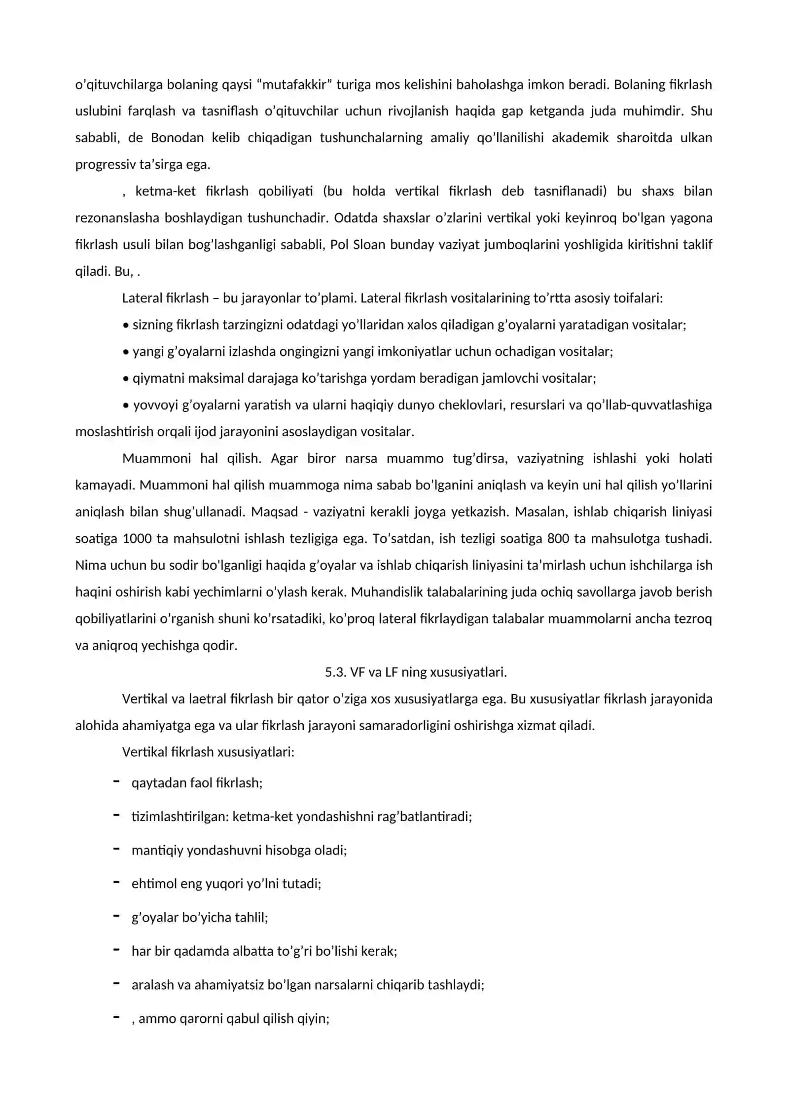 Vertical Thinking (Vertikal fikrlash) va Lateral Thinking (Lateral fikrlash) 3