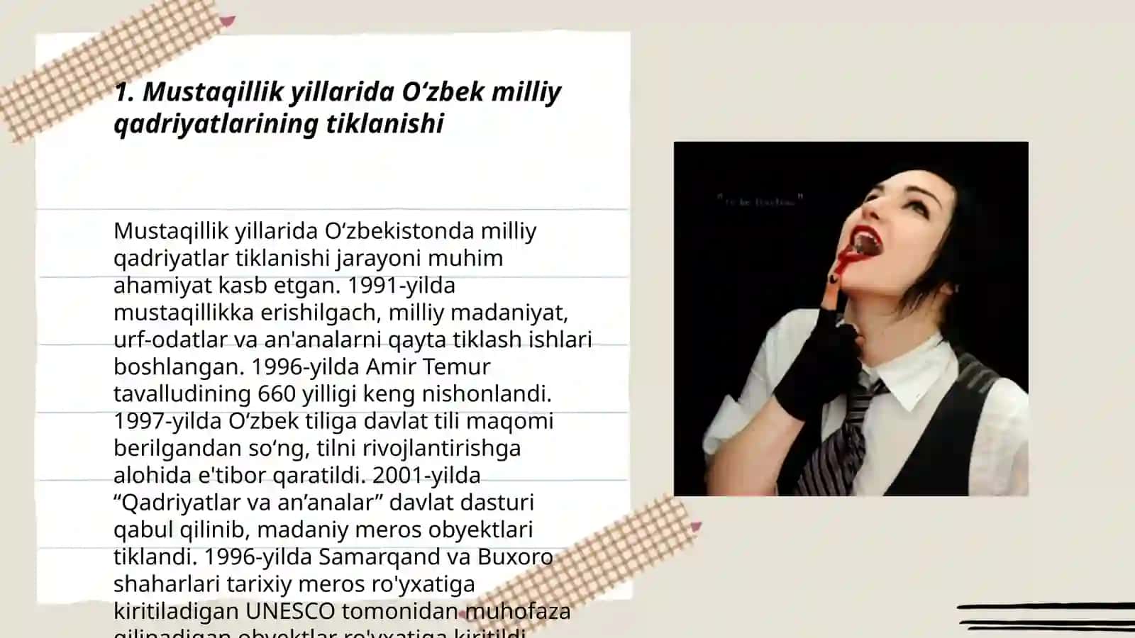 Mustaqillik yillarida O'zbek moddiy va maʼnaviy madaniyatiga eʼtibor: Milliy qadriyatlar tiklanishi va turizmning hamjamiyatga birlashishdagi oʻrni 3