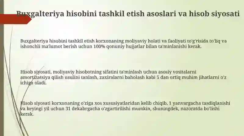 Buxgalteriya hisobini tashkil etish asoslari va hisob siyosati 3