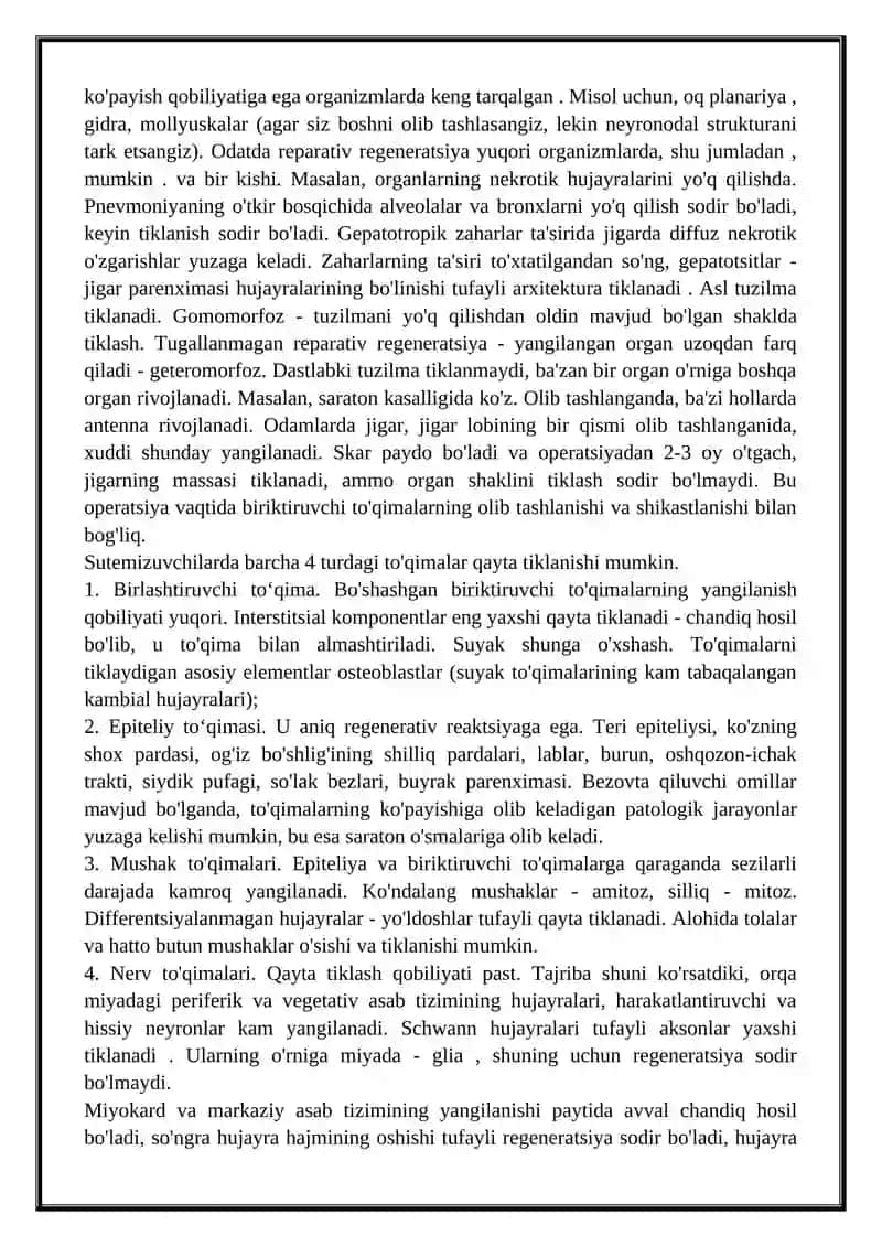 Fiziologik Regeneratsiya 3