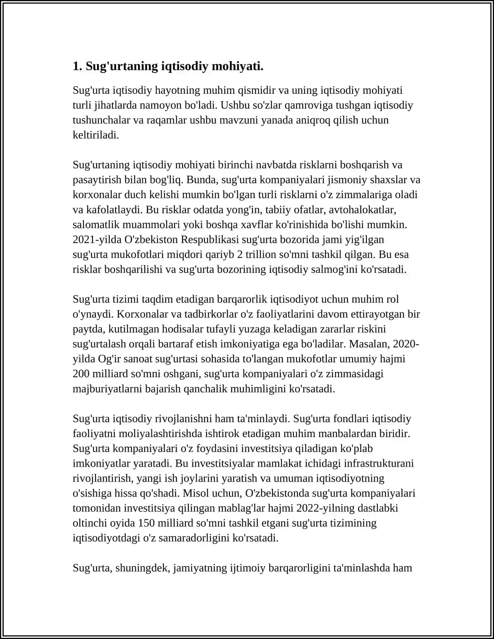 SUG'URTANING IQTISODIY MOHIYATI VA UNING BOZOR MUNOSABATLARIDA TUTGAN O'RNI 3