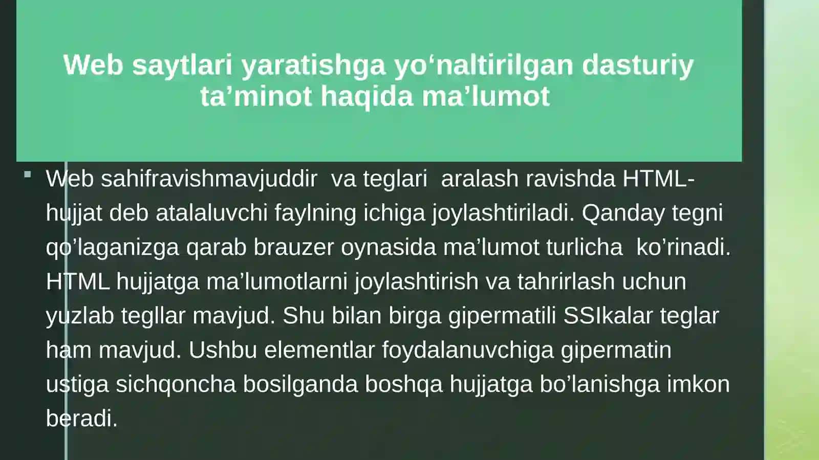 Tibbiyotda axborot texnologiyalari fanidan tayyorlangan TAQDIMOTI 3