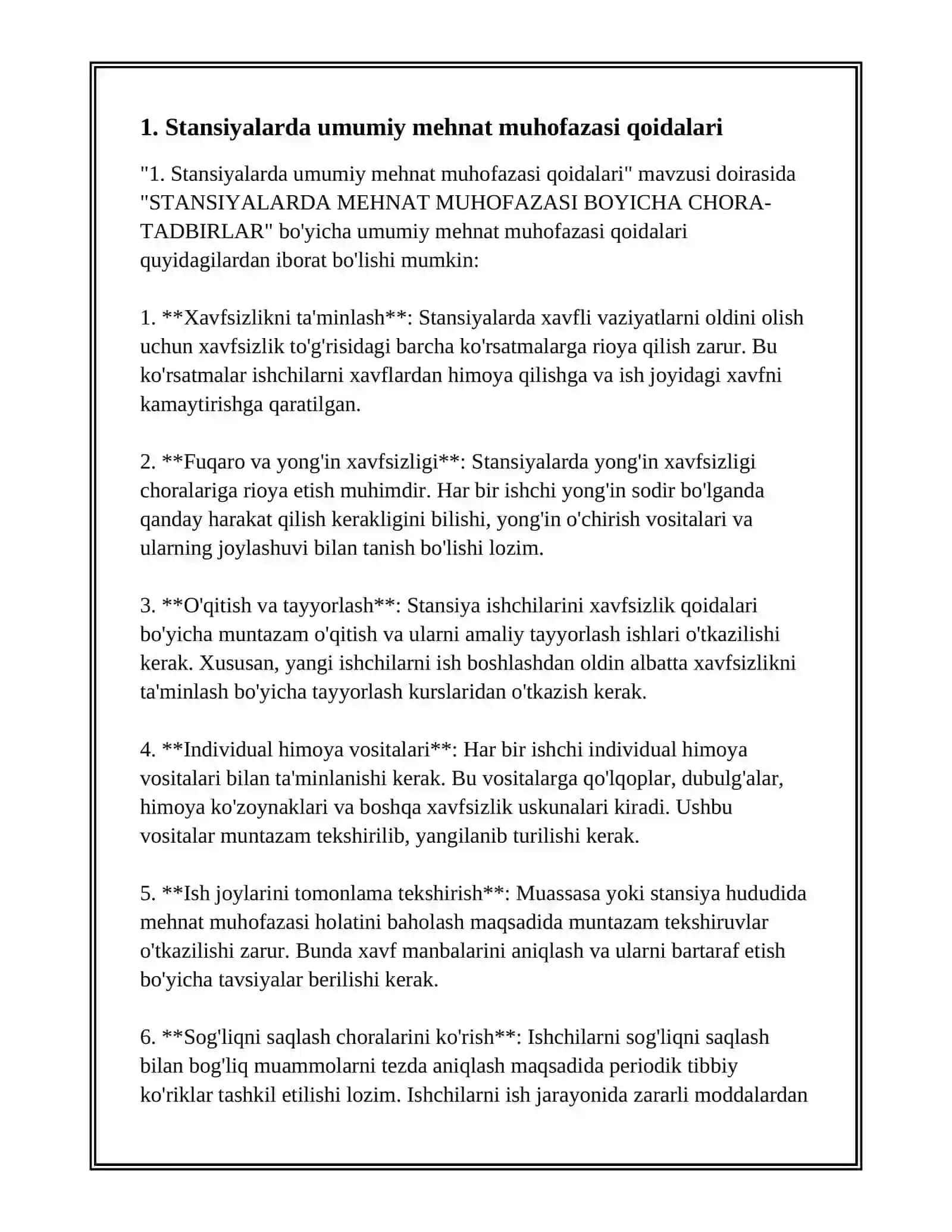 STANSIYALARDA MEHNAT MUHOFAZASI BOYICHA CHORA-TADBIRLAR 3