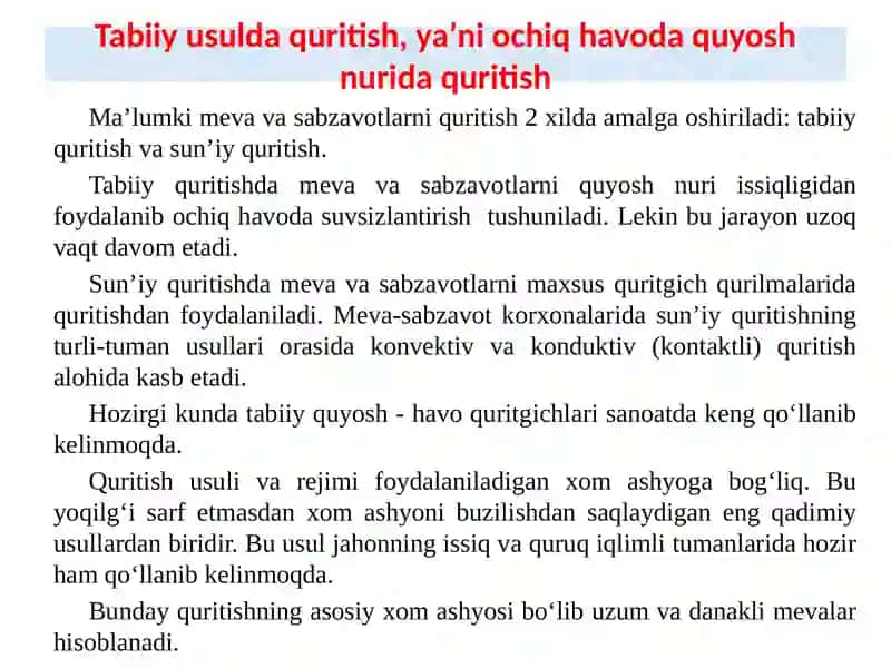 Qishloq xo'jaligi mahsulotlari quritish usullari va qurilmalari 3