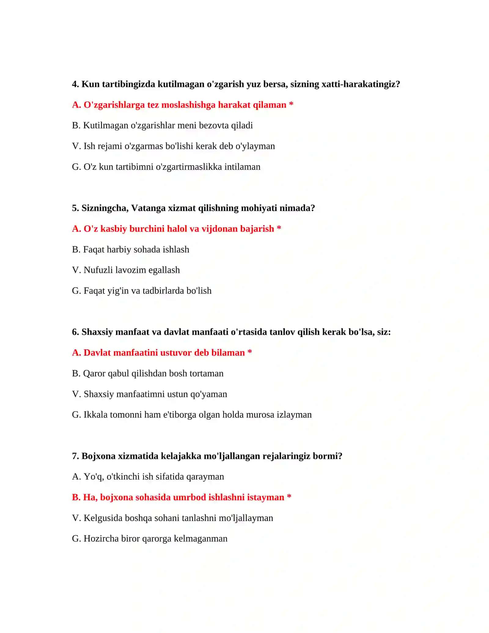 Bojxona ishga kirish savollarining javoblari 3