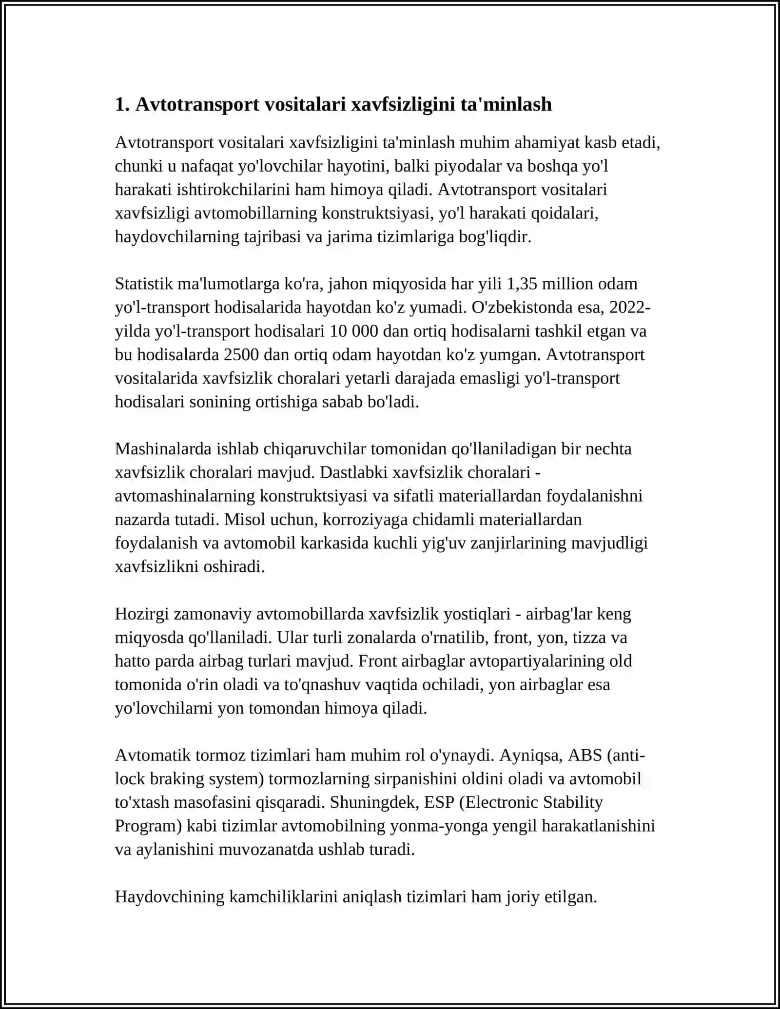 AVTOTRANSPORT VOSITALARI XAUDOVCHILARINING MALAKASINI OSHIRISH BUYICHA XUKUMATI ORGANLARI VAKOLATI ASOSIY FUNKSIYALARI VA VAZIFALARI 3