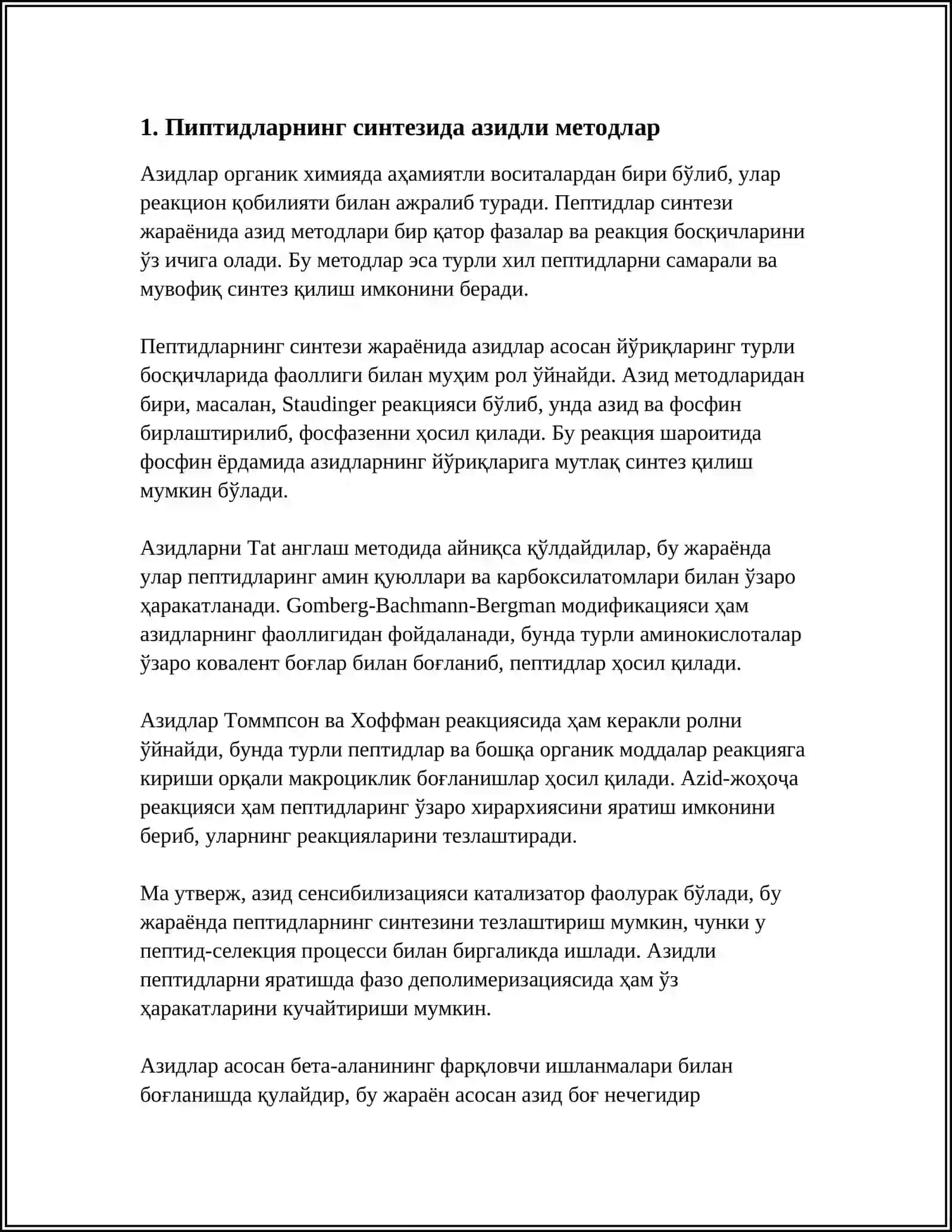 PIPTID SINTEZIDA AZIDLI VA XLORANGIDIRIDLI METOD 3