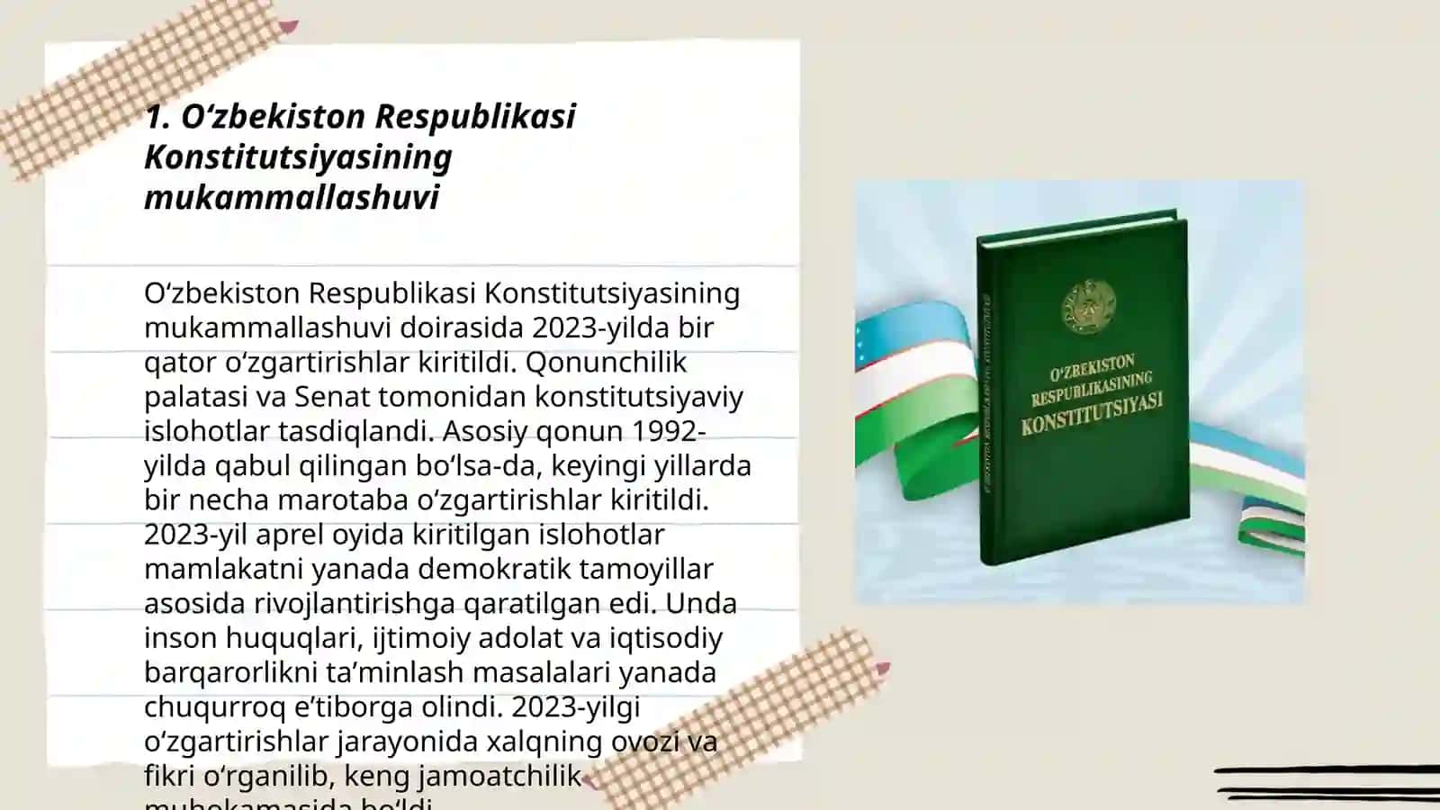 Oʻzbekiston Respublikasi Konstitutsiyasidagi oʻzgartirish va qoʻshimchalar 3