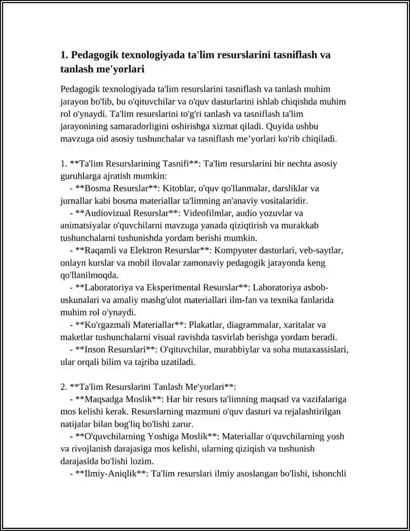 PEDAGIGIK TEXNOLOGIYADA TALIM RESURSLARIDAN SAMARALI FOYDALANISH 3