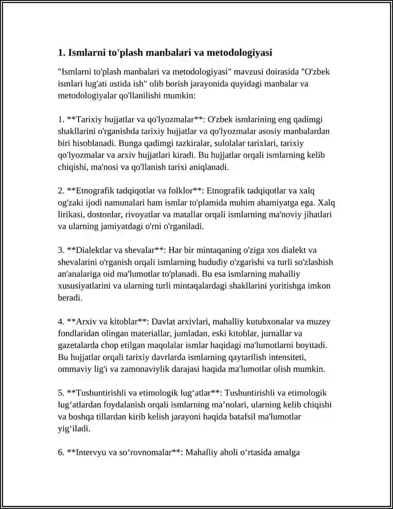 O'ZBEK ISMLARI LUG'ATI USTIDA ISHLASH 3