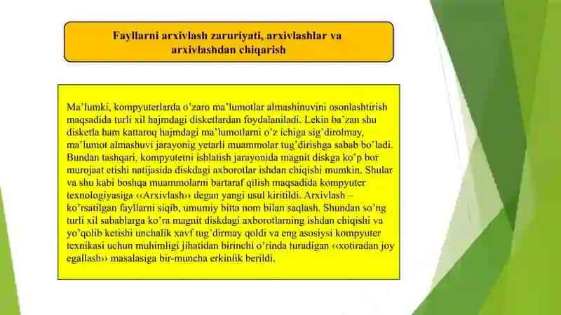 Mavzu: Fayllarni arxivlash va kompyuter viruslaridan himoyalanish 3