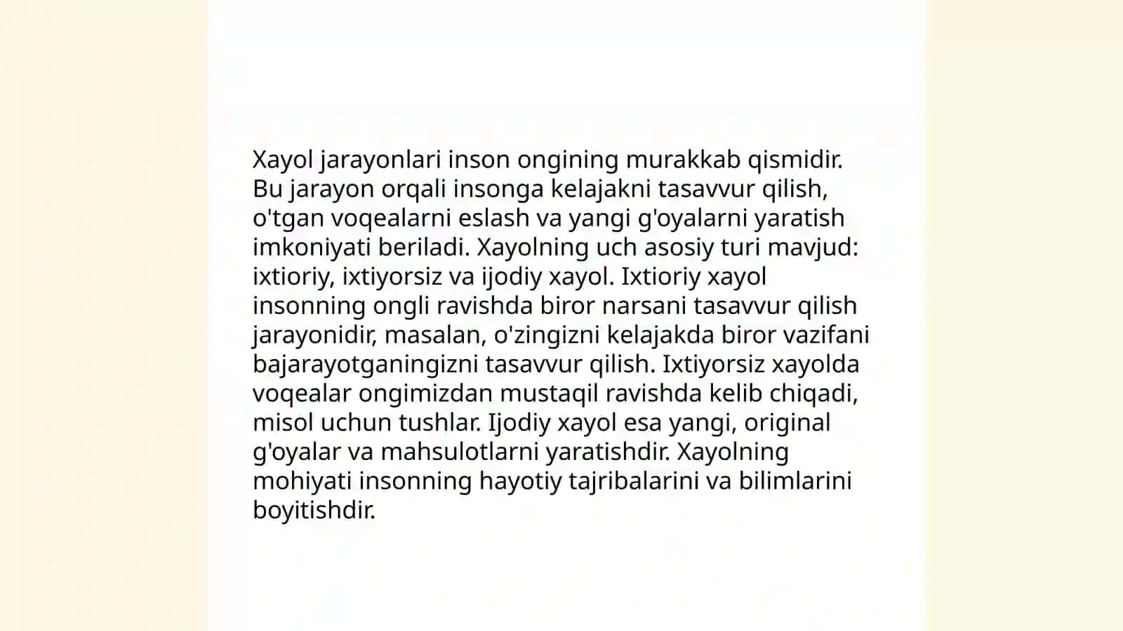 Xayol jarayonlari Xayol turlarini yoritish 3