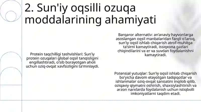 Suniy Oqsil Ozuqa Moddalaring Ishlab Chiqarilishi Va Kelgusidagi Imkoniyatlar 3