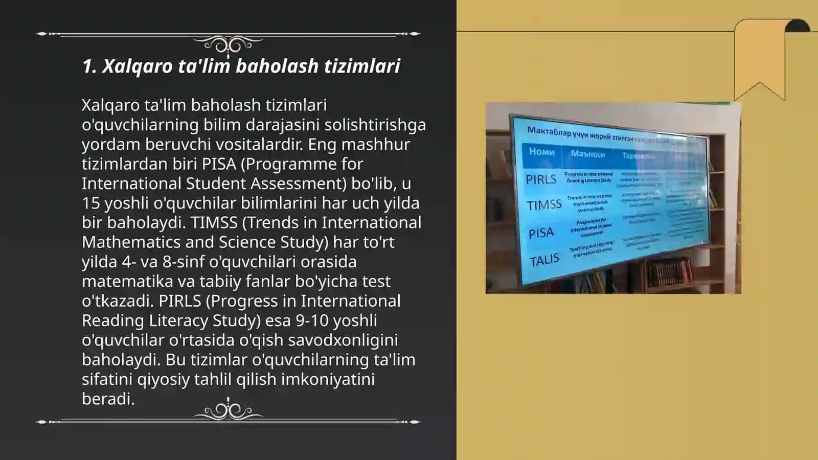 Xalqaro ta'lim baholash tizimlari 3