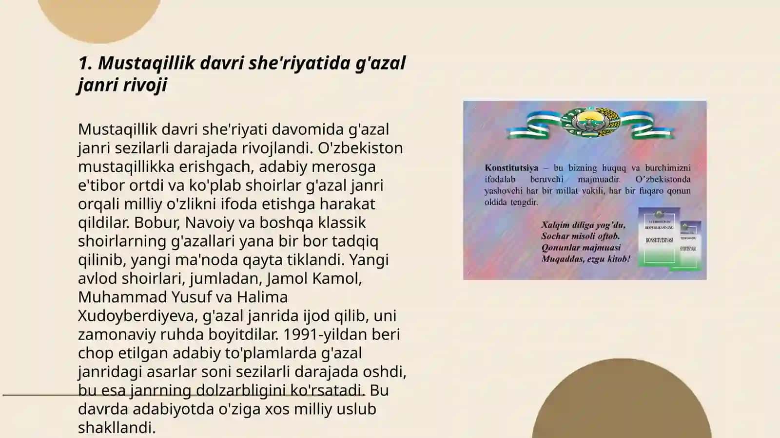Mustaqillik davri she'riyatida g'azal janri tipologiyasi 3