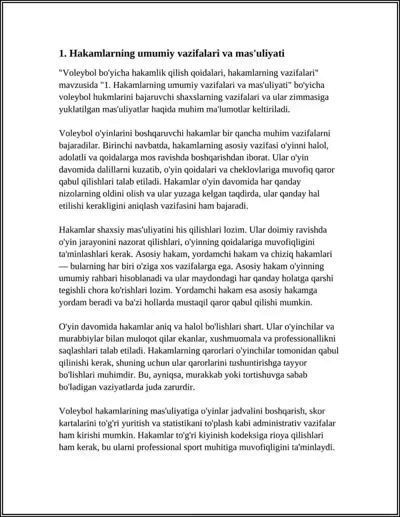 VOLEYBOL BO'YICHA HAKAMLIKGILISH GOIDALARI, HAKAMLARNING VAZIFALARI 3