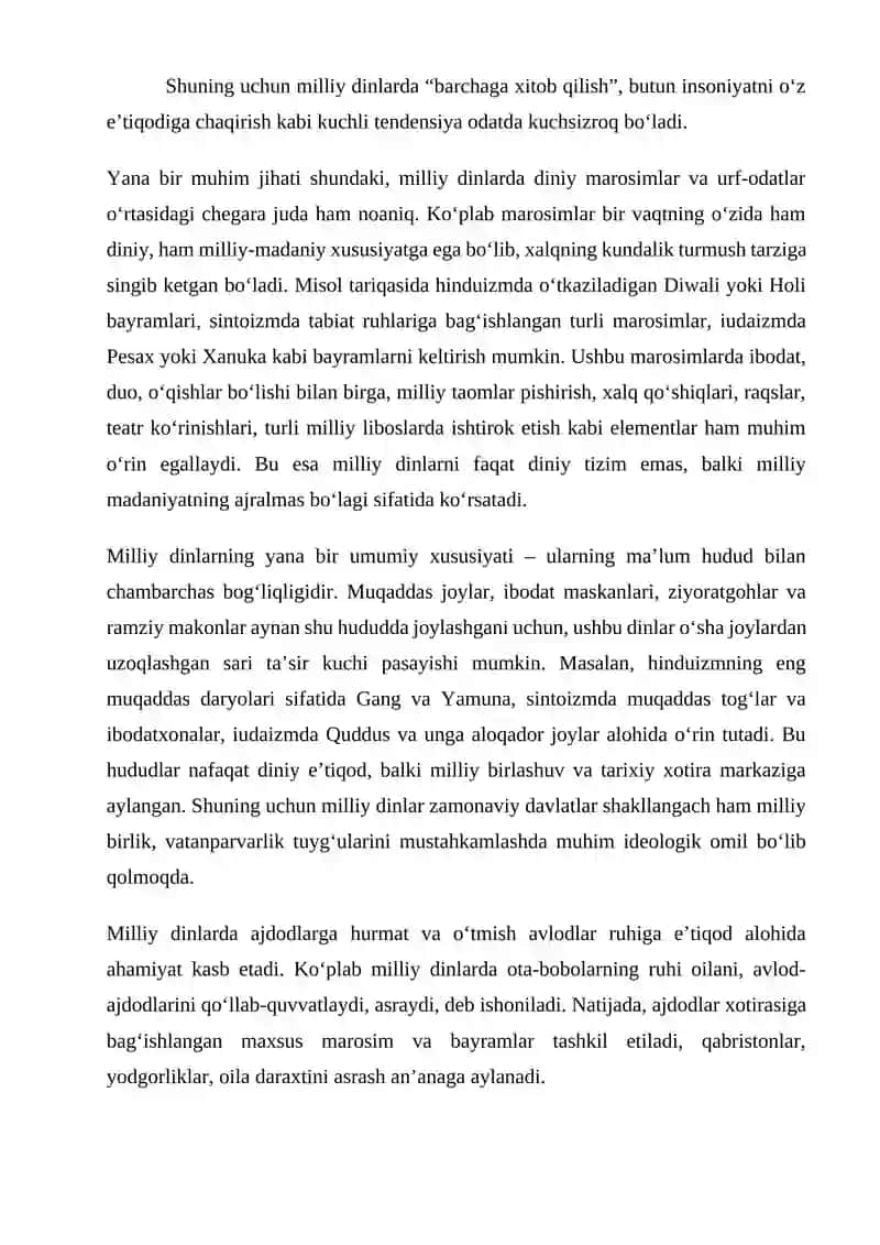Mavzu milliy dinlar 3