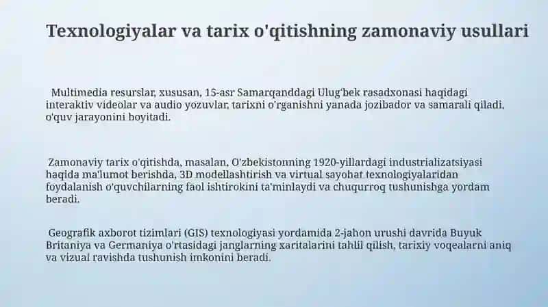 Tarix o'qitish metodikasi fanining boshqa fanlar bilan bog'liqligi 3