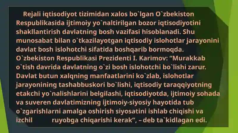 O'zbekiston Respublikasida iqtisodiyotni tartibga solish va boshqarish organlari haqida ma'lumot. 3