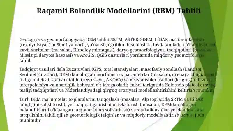 Geologiya va geomorfologiya fankarida qo'llaniladigan tadqiqot uslublarini tahlil qilish 3