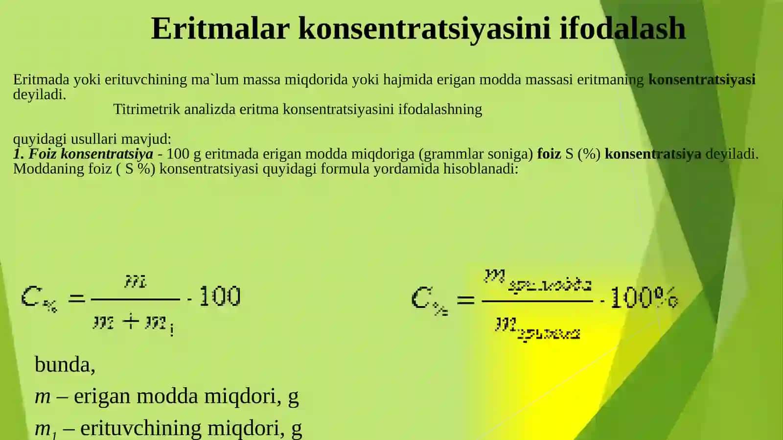 Eritma konsentratsiyasini ifodalash 3