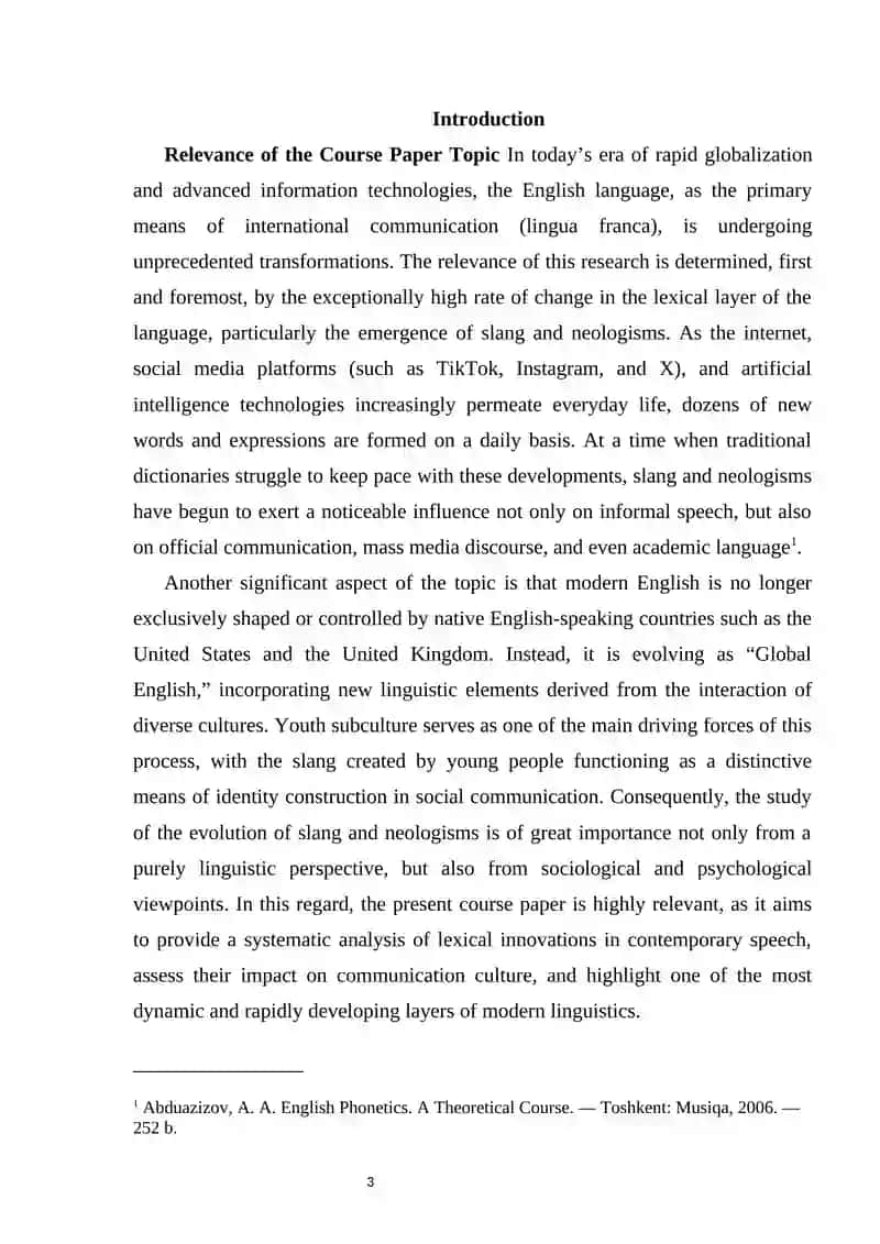 The evolution of slang and neolagisms in modern English 3